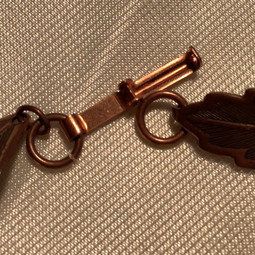 Vintage Solid Copper Detailed Leaf Link Bracelet - image 4